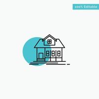 Home House Building Real Estate turquoise highlight circle point Vector icon