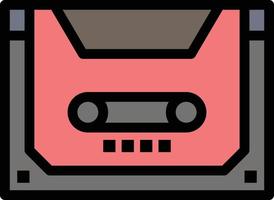 Analog Audio Cassette Compact Deck  Flat Color Icon Vector icon banner Template