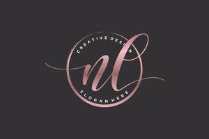 Initial NL handwriting logo with circle template vector signature, wedding, fashion, floral and botanical with creative template.