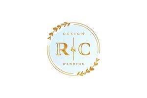 Initial RC beauty monogram and elegant logo design handwriting logo of initial signature, wedding, fashion, floral and botanical with creative template. vector