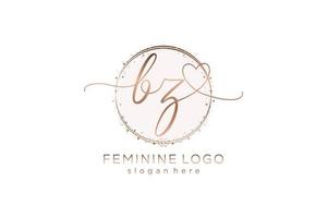 Initial BZ handwriting logo with circle template vector logo of initial wedding, fashion, floral and botanical with creative template.