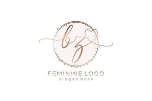 Initial BZ handwriting logo with circle template vector logo of initial wedding, fashion, floral and botanical with creative template.