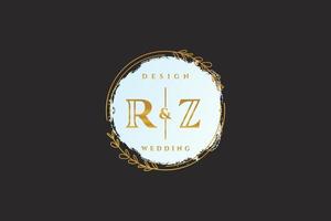 Initial RZ beauty monogram and elegant logo design handwriting logo of initial signature, wedding, fashion, floral and botanical with creative template. vector