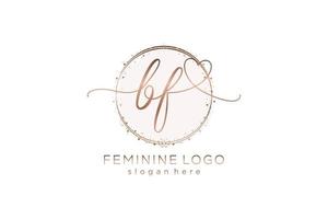 Initial BF handwriting logo with circle template vector logo of initial wedding, fashion, floral and botanical with creative template.