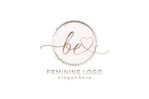 Initial BE handwriting logo with circle template vector logo of initial wedding, fashion, floral and botanical with creative template.