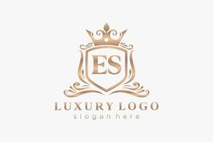 Initial ES Letter Royal Luxury Logo template in vector art for Restaurant, Royalty, Boutique, Cafe, Hotel, Heraldic, Jewelry, Fashion and other vector illustration.