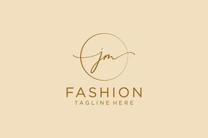 initial JM Feminine logo beauty monogram and elegant logo design, handwriting logo of initial signature, wedding, fashion, floral and botanical with creative template. vector