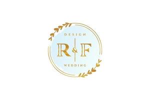 Initial RF beauty monogram and elegant logo design handwriting logo of initial signature, wedding, fashion, floral and botanical with creative template. vector