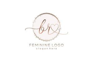 Initial BR handwriting logo with circle template vector logo of initial wedding, fashion, floral and botanical with creative template.