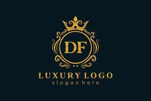 Initial DF Letter Royal Luxury Logo template in vector art for Restaurant, Royalty, Boutique, Cafe, Hotel, Heraldic, Jewelry, Fashion and other vector illustration.