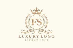 Initial FS Letter Royal Luxury Logo template in vector art for Restaurant, Royalty, Boutique, Cafe, Hotel, Heraldic, Jewelry, Fashion and other vector illustration.