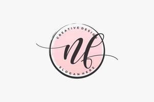 Initial NF handwriting logo with circle template vector signature, wedding, fashion, floral and botanical with creative template.