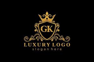 Initial GK Letter Royal Luxury Logo template in vector art for Restaurant, Royalty, Boutique, Cafe, Hotel, Heraldic, Jewelry, Fashion and other vector illustration.