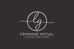 Initial LG handwriting logo with circle template vector logo of initial signature, wedding, fashion, floral and botanical with creative template.