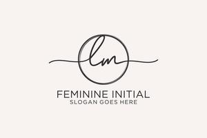 Initial LM handwriting logo with circle template vector logo of initial signature, wedding, fashion, floral and botanical with creative template.