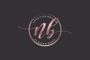 Initial NB handwriting logo with circle template vector signature, wedding, fashion, floral and botanical with creative template.
