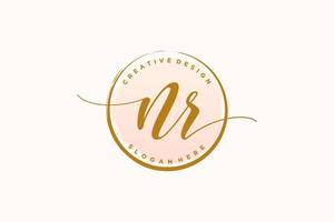 Initial NR handwriting logo with circle template vector signature, wedding, fashion, floral and botanical with creative template.