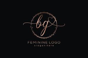 Initial BG handwriting logo with circle template vector logo of initial wedding, fashion, floral and botanical with creative template.