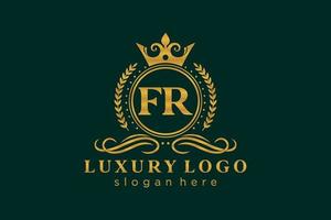 Initial FR Letter Royal Luxury Logo template in vector art for Restaurant, Royalty, Boutique, Cafe, Hotel, Heraldic, Jewelry, Fashion and other vector illustration.