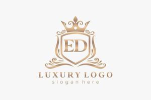 Initial ED Letter Royal Luxury Logo template in vector art for Restaurant, Royalty, Boutique, Cafe, Hotel, Heraldic, Jewelry, Fashion and other vector illustration.