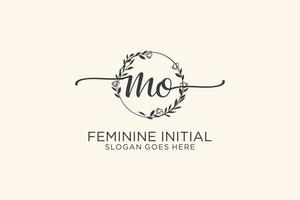 Initial MO beauty monogram and elegant logo design handwriting logo of initial signature, wedding, fashion, floral and botanical with creative template. vector