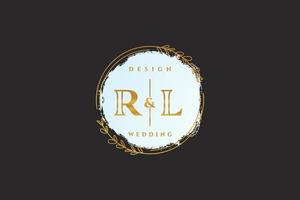 Initial RL beauty monogram and elegant logo design handwriting logo of initial signature, wedding, fashion, floral and botanical with creative template. vector