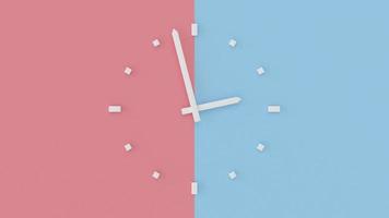 horloge murale visage abstrait et minimal sur fond pastel. design moderne et tendance représentant l'heure, les heures, les minutes et les secondes. ponctualité au bureau ou à l'entreprise. un rappel ou une routine. video