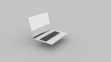 white laptop pc computer notebook concept on white background. Model 3d animation video