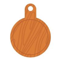 tablero de pizza de madera de dibujos animados. restaurante utensilio vacío para comida y tabla de cortar para icono de cocina aislado blanco. manijas bandeja de tablones para cortar y cocinar. Ilustración de vector de tablero duro texturizado