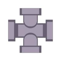 Metal pipe. Icon for pipeline and water tube construction. Industrial pipe for water or gas. Factory element connection equipment with flange. Part canalization vector illustration