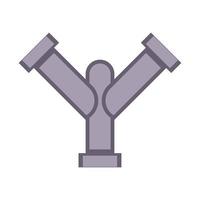 Metal pipe. Icon for pipeline and water tube construction. Industrial pipe for water or gas. Factory element connection equipment with flange. Part canalization vector illustration