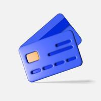 3d credit card illustration. Isometric front and back of a credit card. Vector stock illustration.