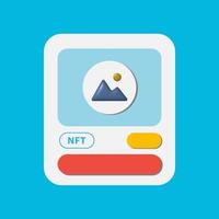 NFT card concept. Non-fungible token and digital items with crypto art. Vector stock illustration.