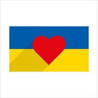 Red heart on the background of the Ukrainian flag. Vector stock illustration.