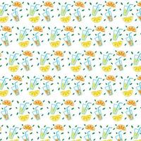 Summer pattern with cocktails and citrus slices. Bright colorful summer pattern. Vector pattern.