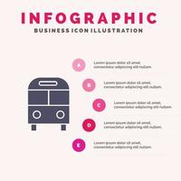 auto bus entregar logística transporte sólido icono infografía 5 pasos presentación antecedentes vector