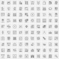 paquete de 100 iconos de líneas universales para móviles y web vector