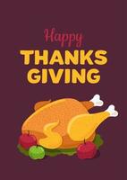 Happy Thanksgiving day flat vector greeting card template