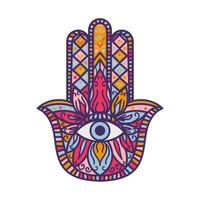 hamsa fatima mano tradición amuleto colorido símbolo vector