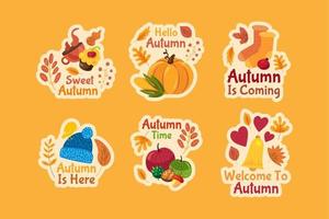 Set of autumn stickers. Cute autumn labels vector