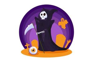 personaje de muerte para la decoración de la noche de la fiesta de halloween vector