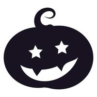 Black Halloween pumpkin silhouette icon on white vector