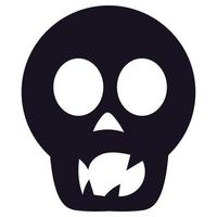 Black silhouette skull isolated. Scary icon design vector