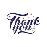 Thank you blue color typography design vector