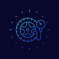 tire pressure line icon, tyre check vector