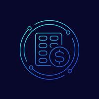 medication cost line icon, vector