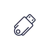 icono de línea de pendrive, memoria USB vector