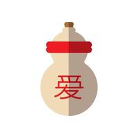 Chinese New Year. Vector flat icon of Chinese jar with hieroglyph for web sites, apps, books, adverts, articles and other places. Vibrant illustration