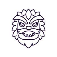 Chinese New Year concept. Vector line icon of dragon mask. Editable stroke drawn with thin line. Sign and symbol perfect for internet stores, shops, books, web sites, apps