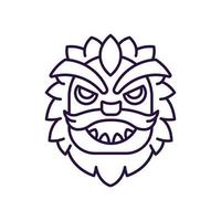 Chinese New Year concept. Vector line icon of dragon mask. Editable stroke drawn with thin line. Sign and symbol perfect for internet stores, shops, books, web sites, apps